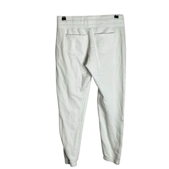 True Religion Spell Out Joggers Pants Women's XS Logo Pockets Tapered White - Picture 2 of 8